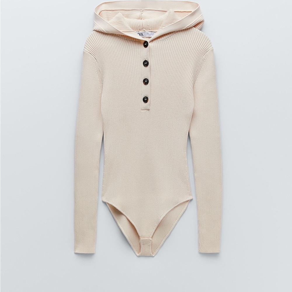 Zara Hooded Knit Bodysuit, NEW, Size M